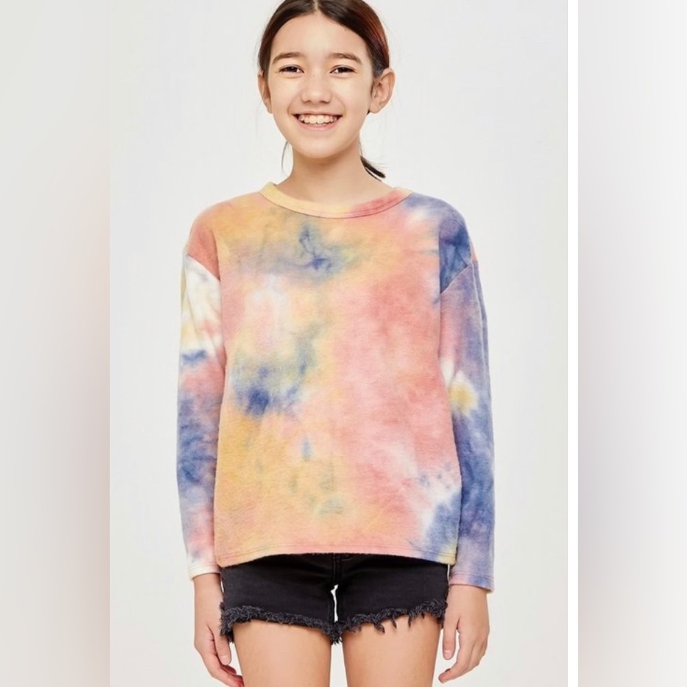 BRUSHED TIE-DYE OPEN BACK KNIT SWEATER